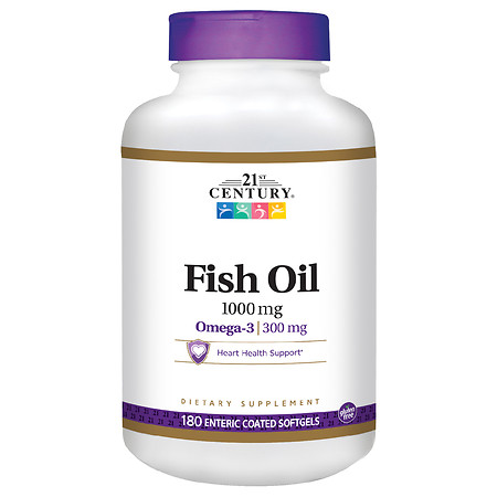 21st Century Enteric Coated Fish Oil 1000mg, Reflux Free - 180.0 ea
