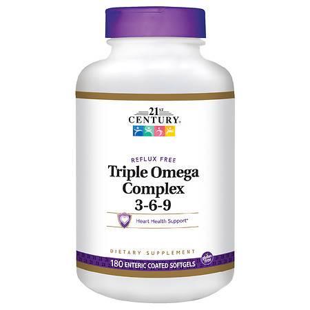 21st Century Enteric Coated Triple Omega Complex 3-6-9, Reflux Free - 180.0 ea