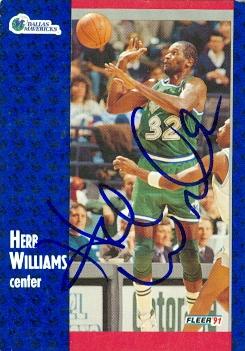 52022 Herb Williams Autographed Basketball Card Dallas Mavericks 1991 Fleer No .48