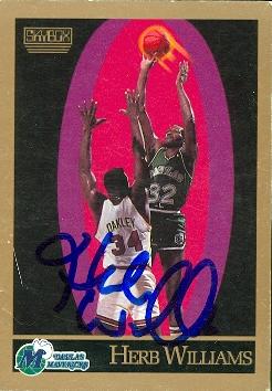 52031 Herb Williams Autographed Basketball Card Dallas Mavericks 1990 Skybox No .70