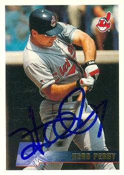 73290 Herb Perry Autographed Baseball Card Cleveland Indians 1996 Topps No . 355