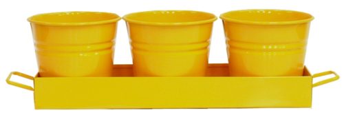 7400-4E SAFF Triple Planter with Tray, Saffron