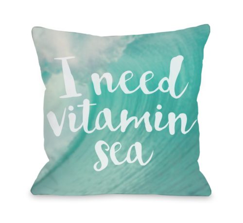74999PL16 16 x 16 in. Vitamin Sea Pillow - Teal