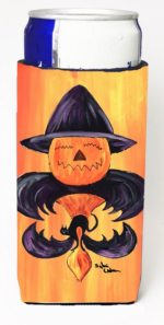 8183MUK Halloween Pumpkin And Bat Fleur De Lis Michelob Ultra s For Slim Cans - 12 oz.