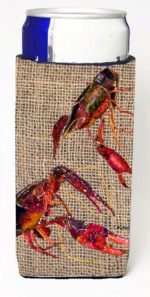 8739MUK Crawfish On Faux Burlap Michelob Ultra bottle sleeves For Slim Cans - 12 oz.