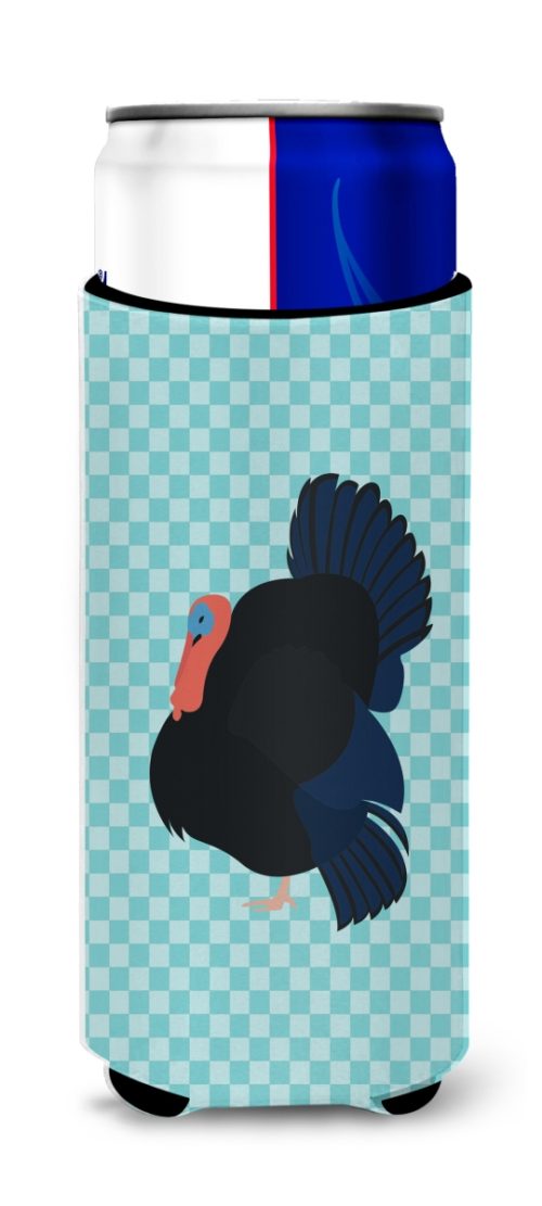 BB8159MUK Norfolk Black Turkey Blue Check Michelob Ultra Hugger for Slim Cans
