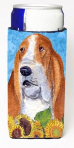Basset Hound In Summer Flowers Michelob Ultra bottle sleeves For Slim Cans - 12 oz.