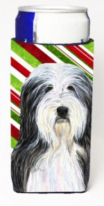 Bearded Collie Candy Cane Holiday Christmas Michelob Ultra s For Slim Cans - 12 oz.