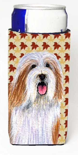 Bearded Collie Fall Leaves Portrait Michelob Ultra s For Slim Cans - 12 oz.