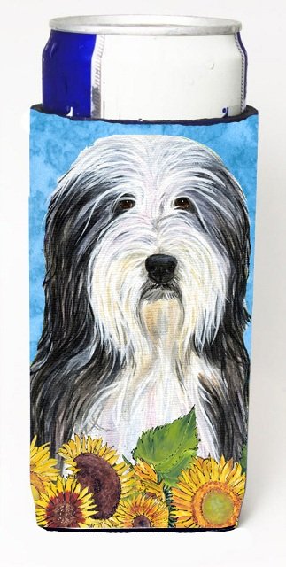 Bearded Collie In Summer Flowers Michelob Ultra bottle sleeves For Slim Cans - 12 oz.