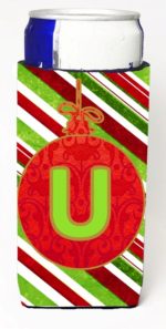 CJ1039-UMUK Christmas Ornament Holiday Monogram Initial Letter U Michelob Ultra s For Slim Cans