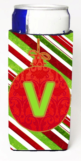 CJ1039-VMUK Christmas Ornament Holiday Monogram Initial Letter V Michelob Ultra s For Slim Cans