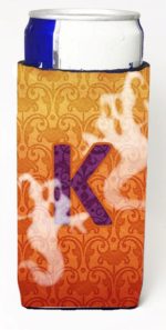 CJ1040-KMUK Halloween Ghosts Monogram Initial Letter K Michelob Ultra s For Slim Cans