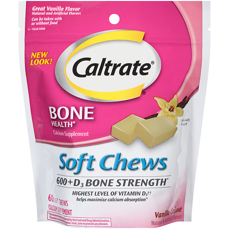 Caltrate Calcium & Vitamin D Supplement, 600+D, Soft Chews Vanilla Creme - 60.0 ea