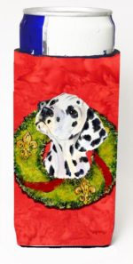 Dalmatian Christmas Wreath Michelob Ultra bottle sleeves For Slim Cans - 12 oz.