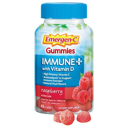 Emergen-C Immune+ Gummies with 500 mg Vitamin C Plus Vitamin D & Zinc Raspberry - 45.0 ea
