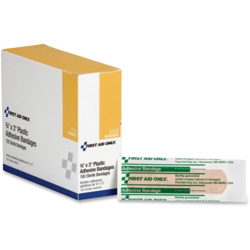 FAOG155 3 x 3 by 4 in. Plastic Adhesive Bandages - White, 100 per Box