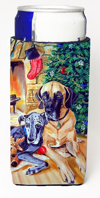 Fawn And Blue Great Dane Waiting On Christmas Michelob Ultra bottle sleeves For Slim Cans - 12 oz.