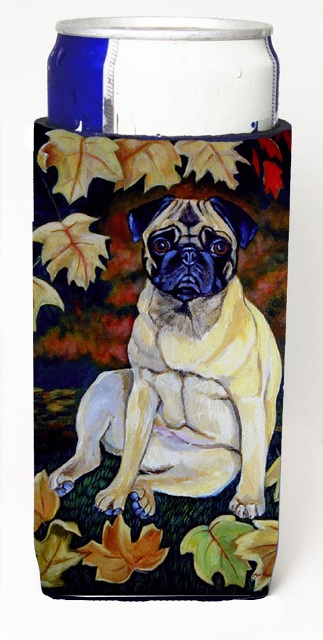 Fawn Pug In Fall Leaves Michelob Ultra bottle sleeves For Slim Cans - 12 oz.