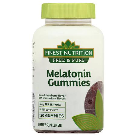 Finest Nutrition Free & Pure Melatonin 5 mg Gummies Strawberry - 120.0 Ea