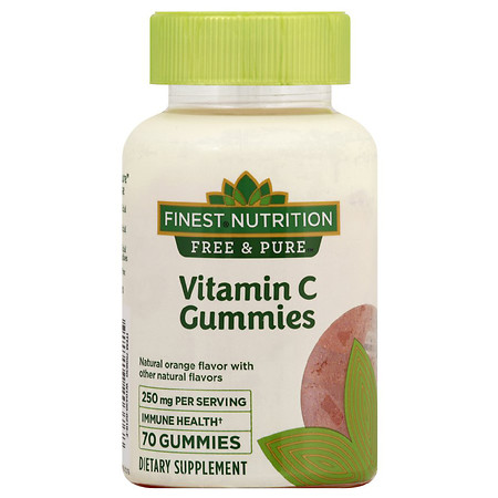 Finest Nutrition Free & Pure Vitamin C Gummy 250mg Natural Orange - 70.0 ea