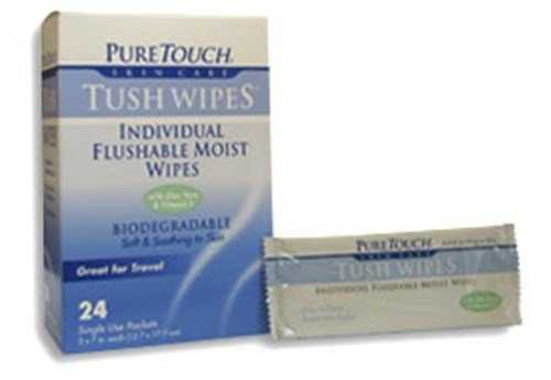 Frontier Natural Products 209011 Tush Wipes for Adults 24 Individual Flushable Moist Wipes