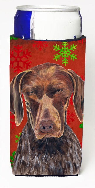 German Shorthaired Pointer Red Snowflakes Holiday Christmas Michelob Ultra s For Slim Cans - 12 oz.