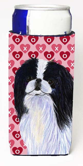Japanese Chin Hearts Love And Valentines Day Portrait Michelob Ultra bottle sleeves For Slim Cans - 12 oz.