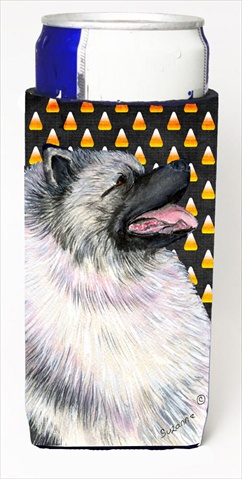 Keeshond Candy Corn Halloween Portrait Michelob Ultra bottle sleeves For Slim Cans - 12 Oz.