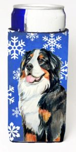 LH9289MUK Bernese Mountain Dog Winter Snowflakes Holiday Michelob Ultra bottle sleeves For Slim Cans - 12 oz.