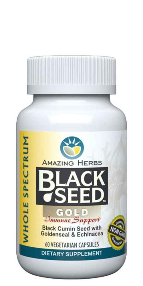 Amazing Herbs Black Seed Gold Black Seed, Goldenseal & Echinacea - 60 Capsules