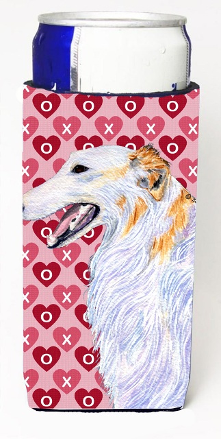 Borzoi Hearts Love And Valentines Day Portrait Michelob Ultra bottle sleeves For Slim Cans - 12 oz.