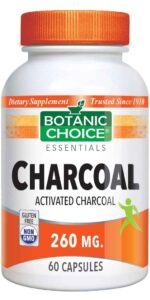 Botanic Choice Activated Charcoal Capsules 260 mg - Digestive Support Supplement - 60 Capsules