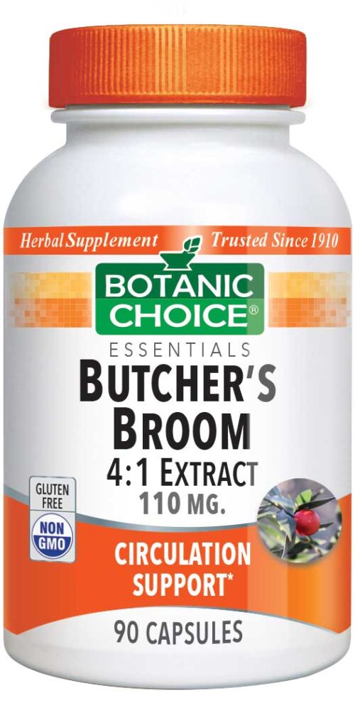 Botanic Choice Butcher's Broom Extract 110 mg - Circulation Support Supplement - 90 Capsules
