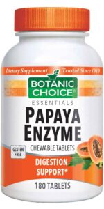 Botanic Choice Chewable Papaya Enzyme Tablets 49 mg - Digestive Support Supplement - 180 Tablets