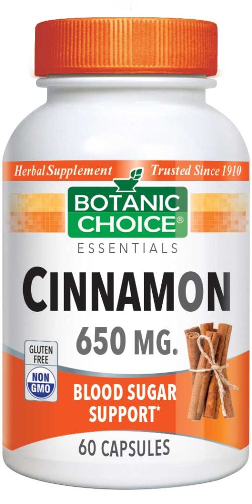 Botanic Choice Cinnamon 650 mg - Blood Sugar Support Supplement - 60 Capsules