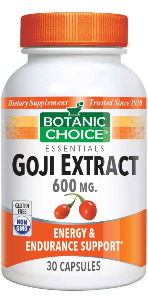 Botanic Choice Goji Extract 600 mg - Energy Support Supplement - 30 Capsules