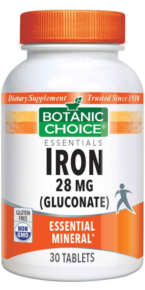 Botanic Choice Iron 28 mg gluconate - Total Health Support Supplement - 30 Tablets