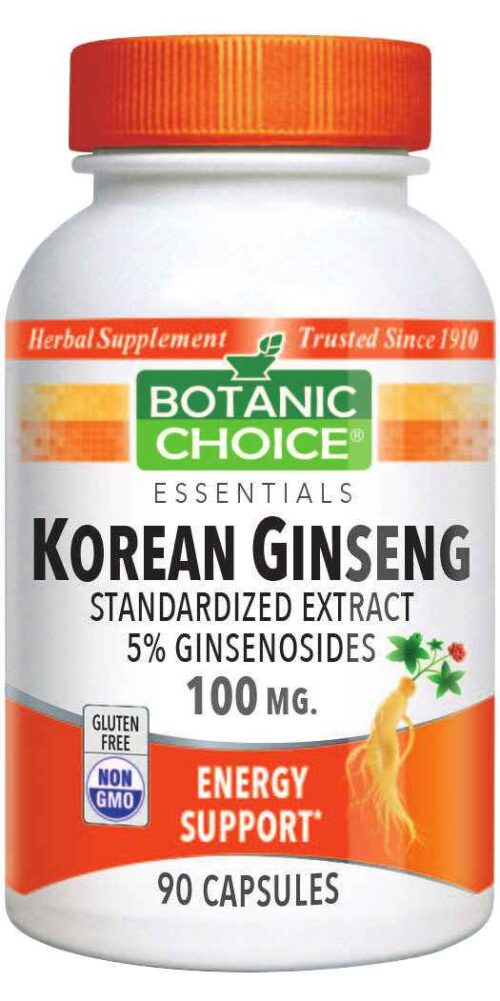 Botanic Choice Korean Asian Ginseng 100 mg - Energy Support Supplement - 90 Capsules