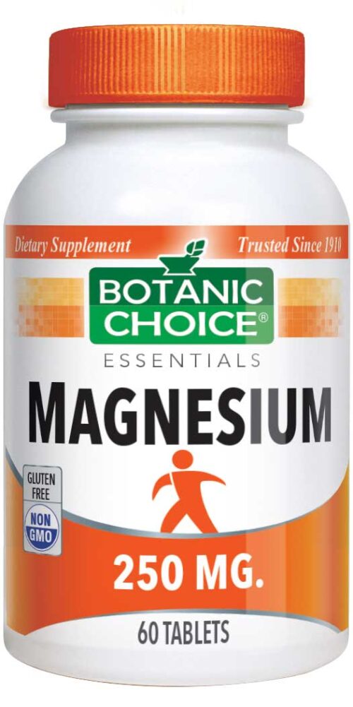 Botanic Choice Magnesium 250 mg - Muscles And Bones Support Supplement - 60 Tablets