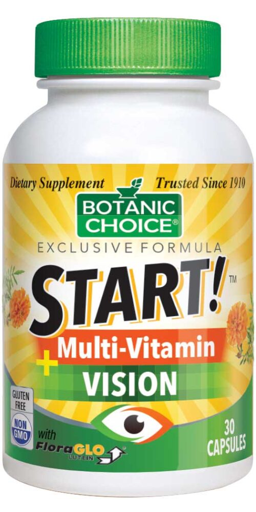 Botanic Choice START! Multi-Vitamin + Vision - Total Health Support Supplement - 30 Vegetarian Capsules