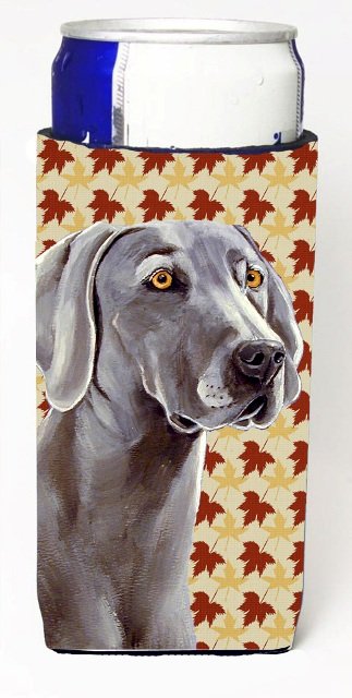 LH9116MUK Weimaraner Fall Leaves Portrait Michelob Ultra s For Slim Cans - 12 oz.