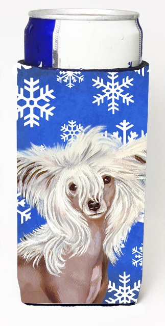 LH9302MUK Chinese Crested Winter Snowflakes Holiday Michelob Ultra bottle sleeves For Slim Cans - 12 oz.