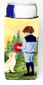 Little Boy With His Golden Retriever Michelob Ultra bottle sleeves For Slim Cans - 12 oz.