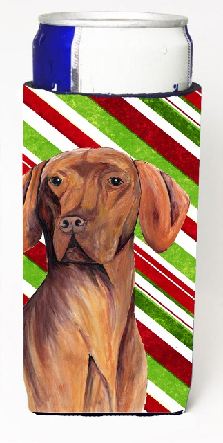 SC9338MUK Vizsla Candy Cane Holiday Christmas Michelob Ultra bottle sleeves For Slim Cans - 12 oz.