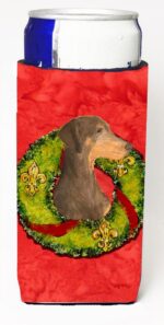 SS4169MUK Doberman Christmas Wreath Michelob Ultra bottle sleeves For Slim Cans - 12 oz.