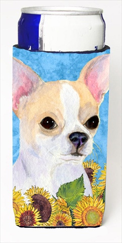 SS4243MUK Chihuahua In Summer Flowers Michelob Ultra bottle sleeves For Slim Cans - 12 Oz.