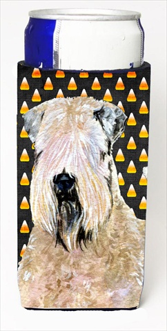 SS4281MUK Wheaten Terrier Soft Coated Candy Corn Halloween Portrait Michelob Ultra bottle sleeves For Slim Cans - 12 Oz.