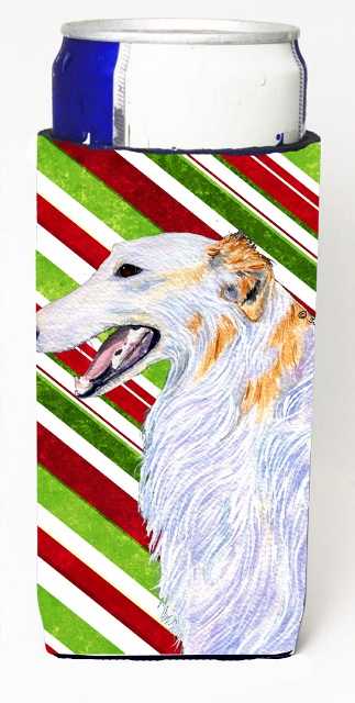SS4544MUK Borzoi Candy Cane Holiday Christmas Michelob Ultra s For Slim Cans - 12 oz.