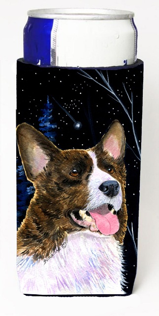 SS8387MUK Starry Night Corgi Michelob Ultra bottle sleeves For Slim Cans - 12 oz.